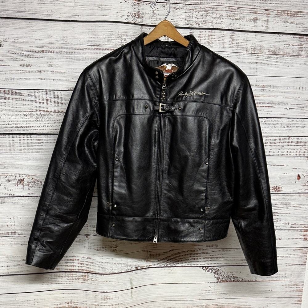 Harley Davidson Women's Leather Riding Jacket Black XL